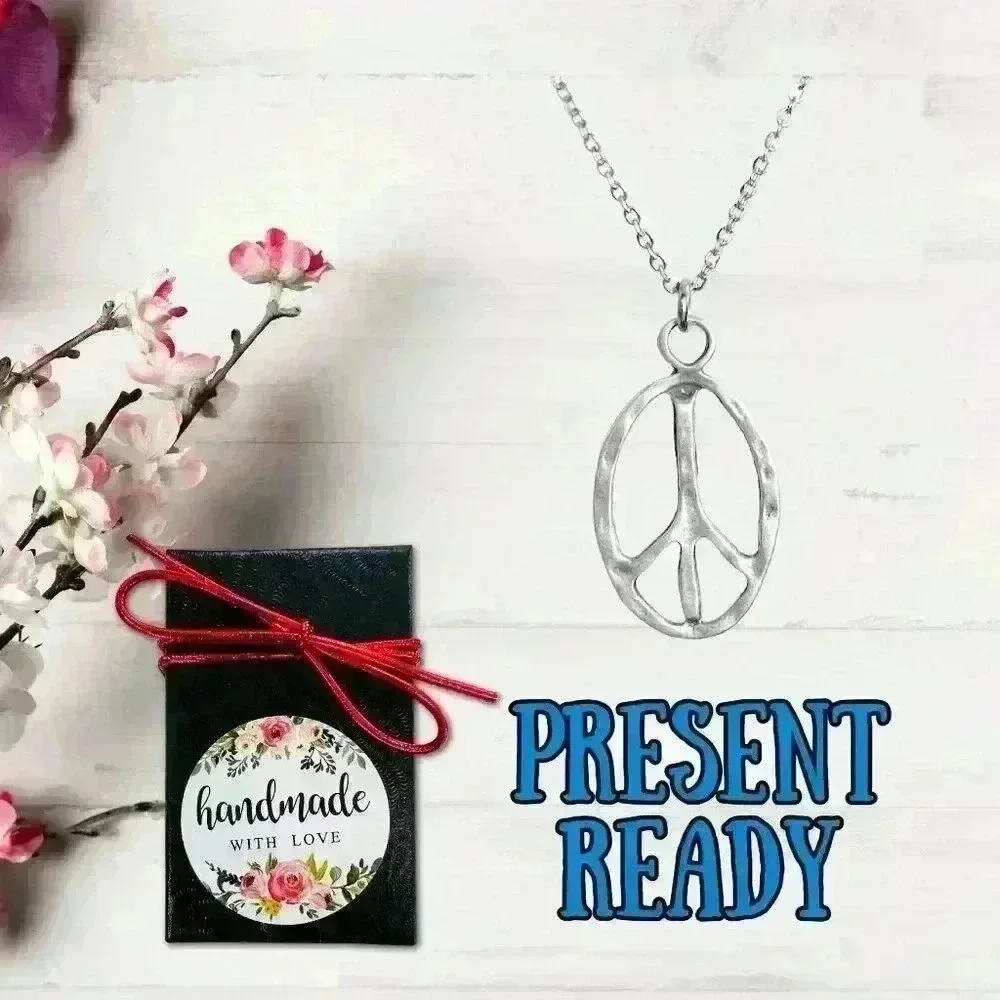 Peace sign necklace hippie accessories hippie jewelry for women stainless steel